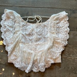 Altar’d State White backless lace crop top